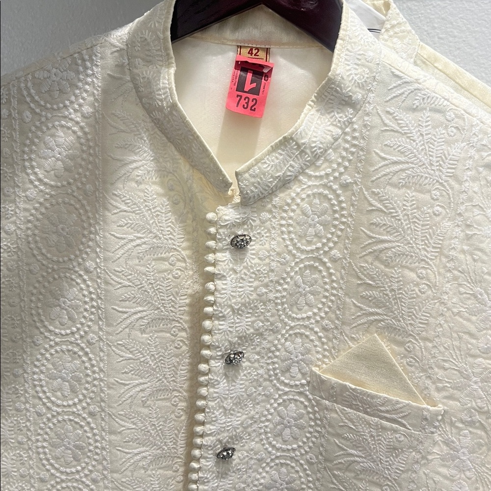Elegant Cream Sherwani set. 3 pieces